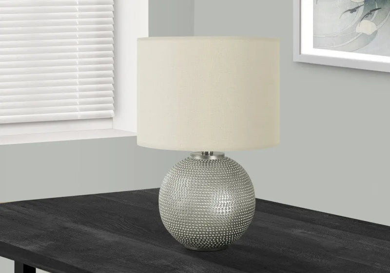 19" Gray Round Table Lamp With Ivory Drum Shade Homeroots Lighting