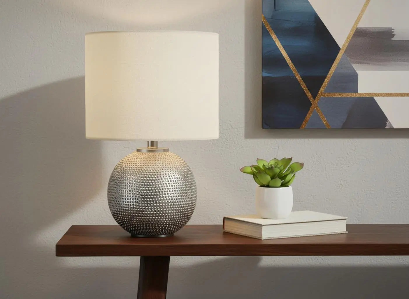 19" Gray Round Table Lamp With Ivory Drum Shade Homeroots Lighting