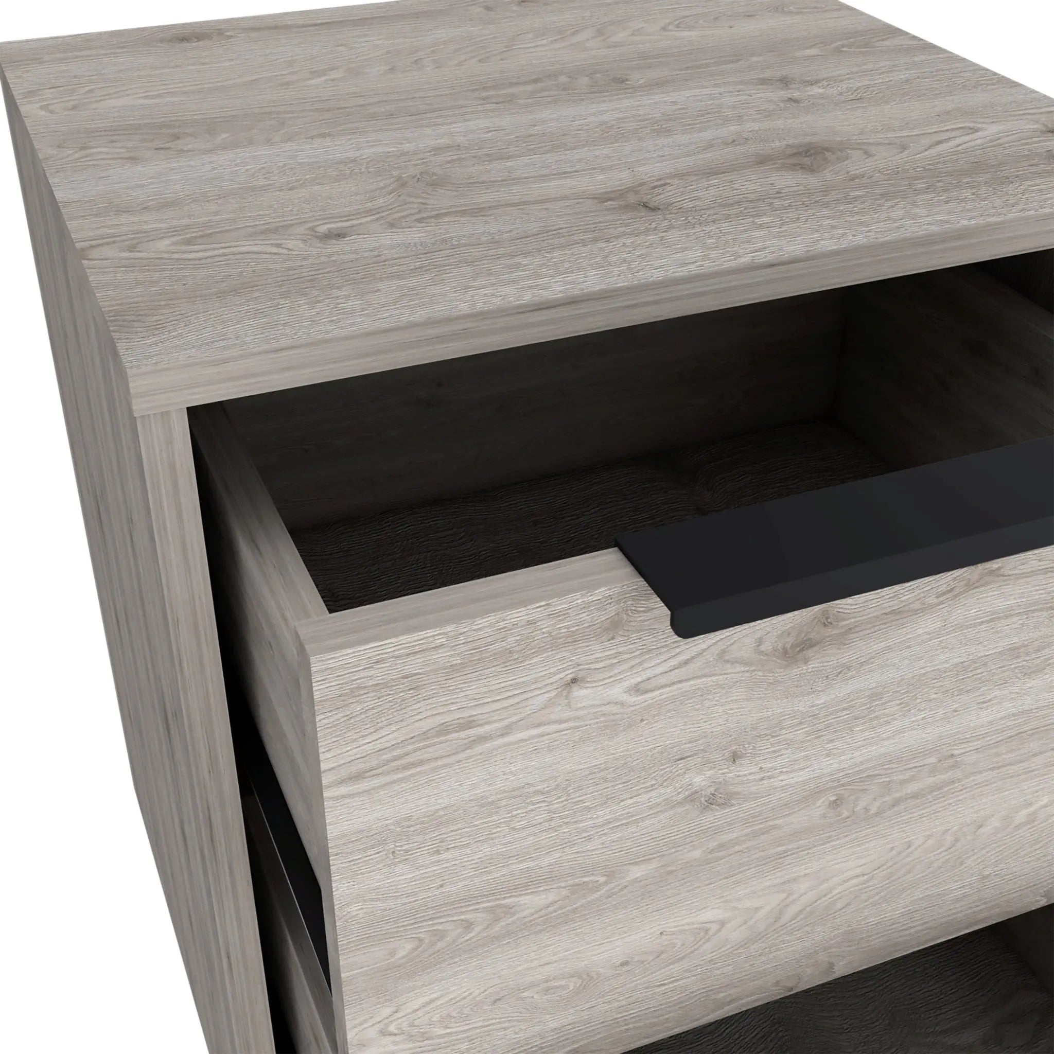 19" Gray Wood Two Drawer Nightstand Homeroots Bed & Bath