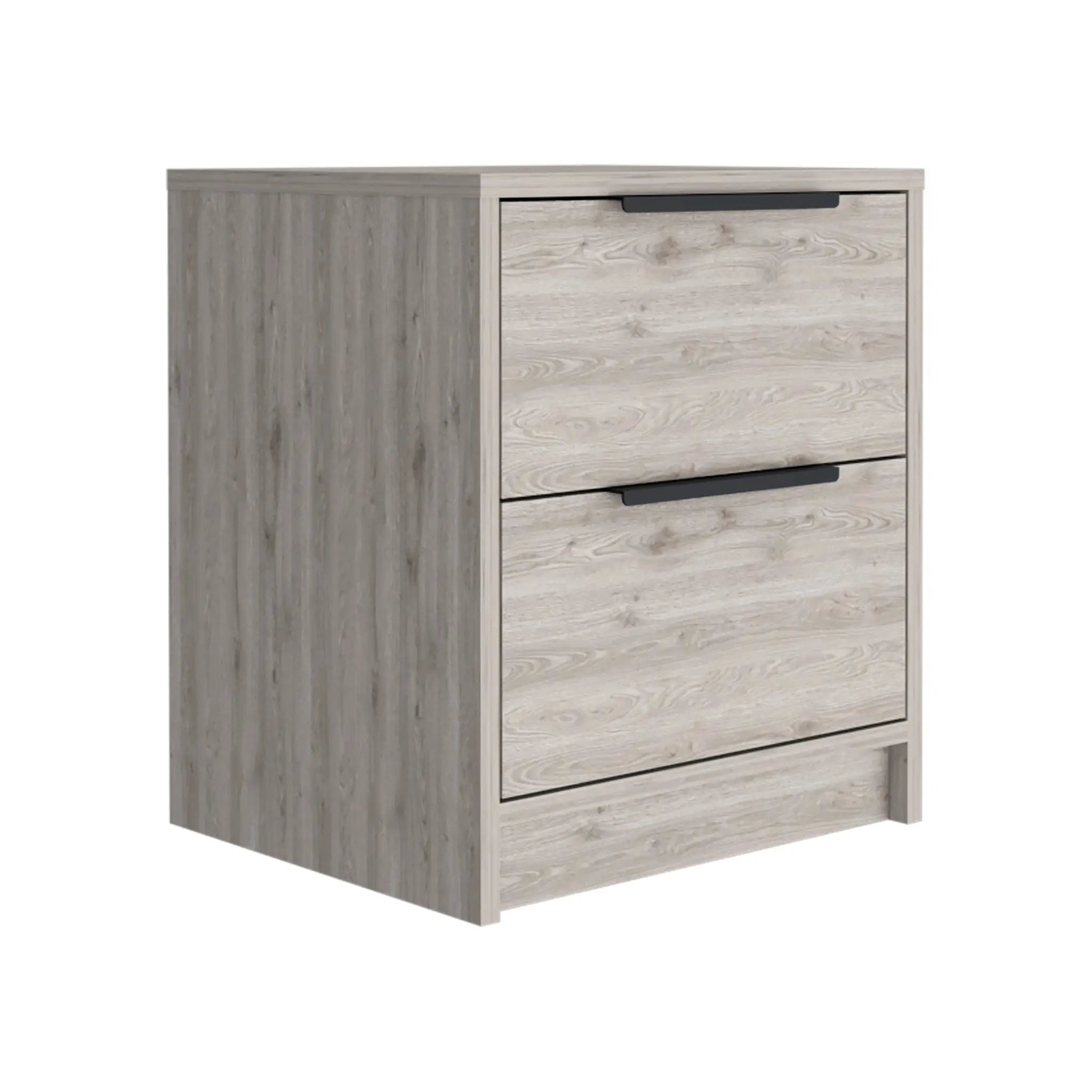 19" Gray Wood Two Drawer Nightstand Homeroots Bed & Bath