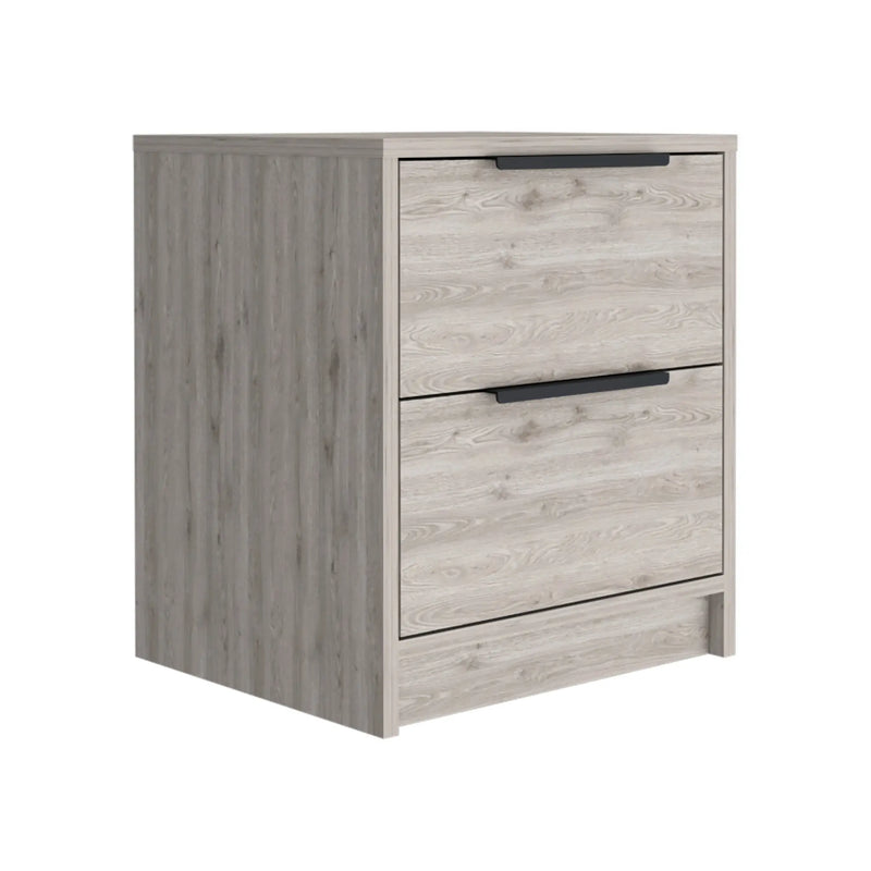 19" Gray Wood Two Drawer Nightstand Homeroots Bed & Bath