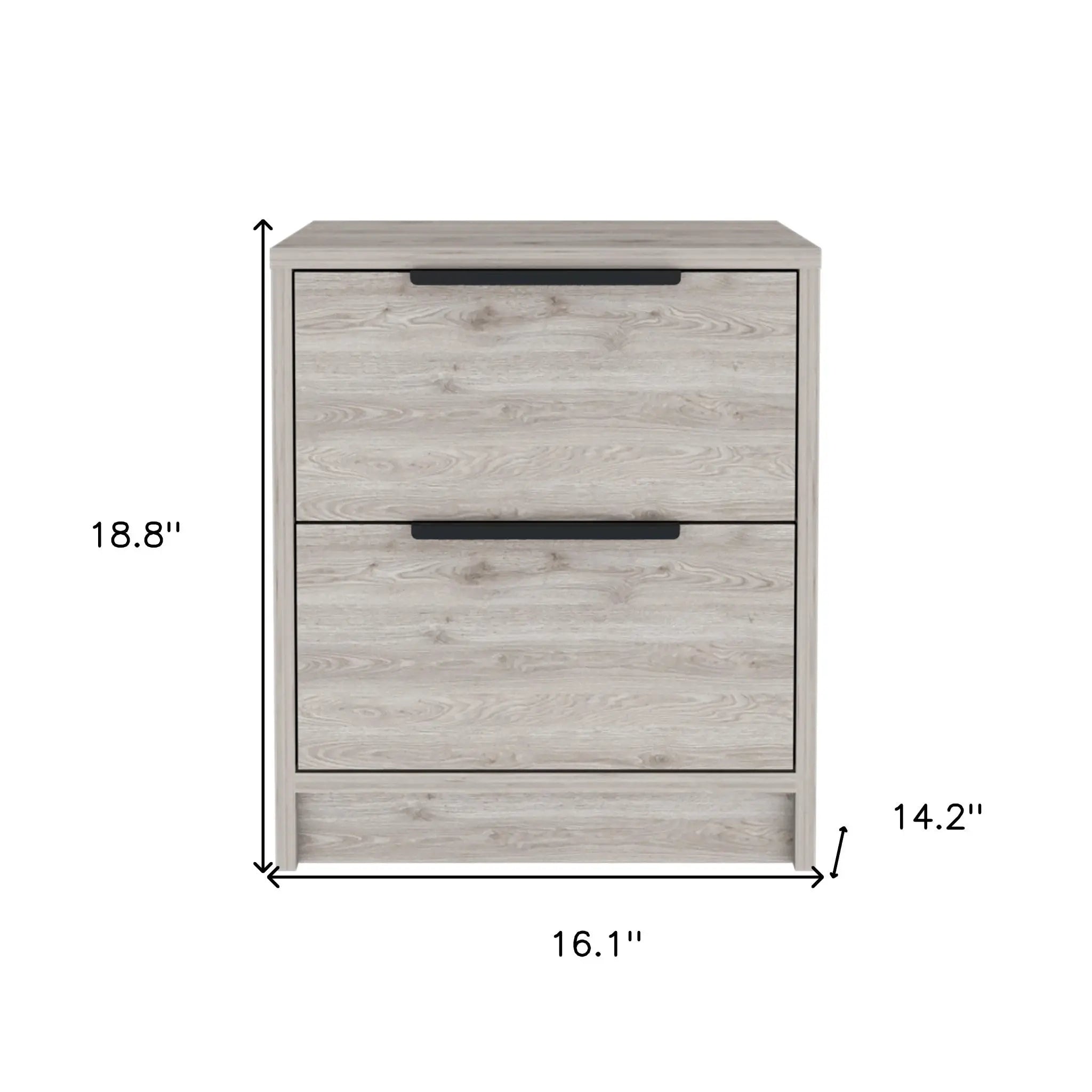 19" Gray Wood Two Drawer Nightstand Homeroots Bed & Bath