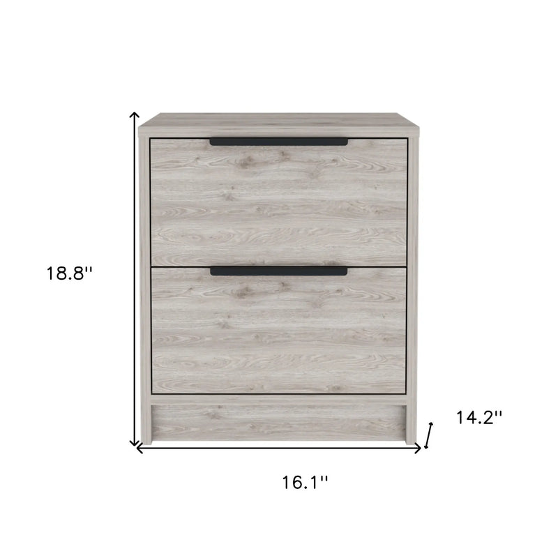 19" Gray Wood Two Drawer Nightstand Homeroots Bed & Bath