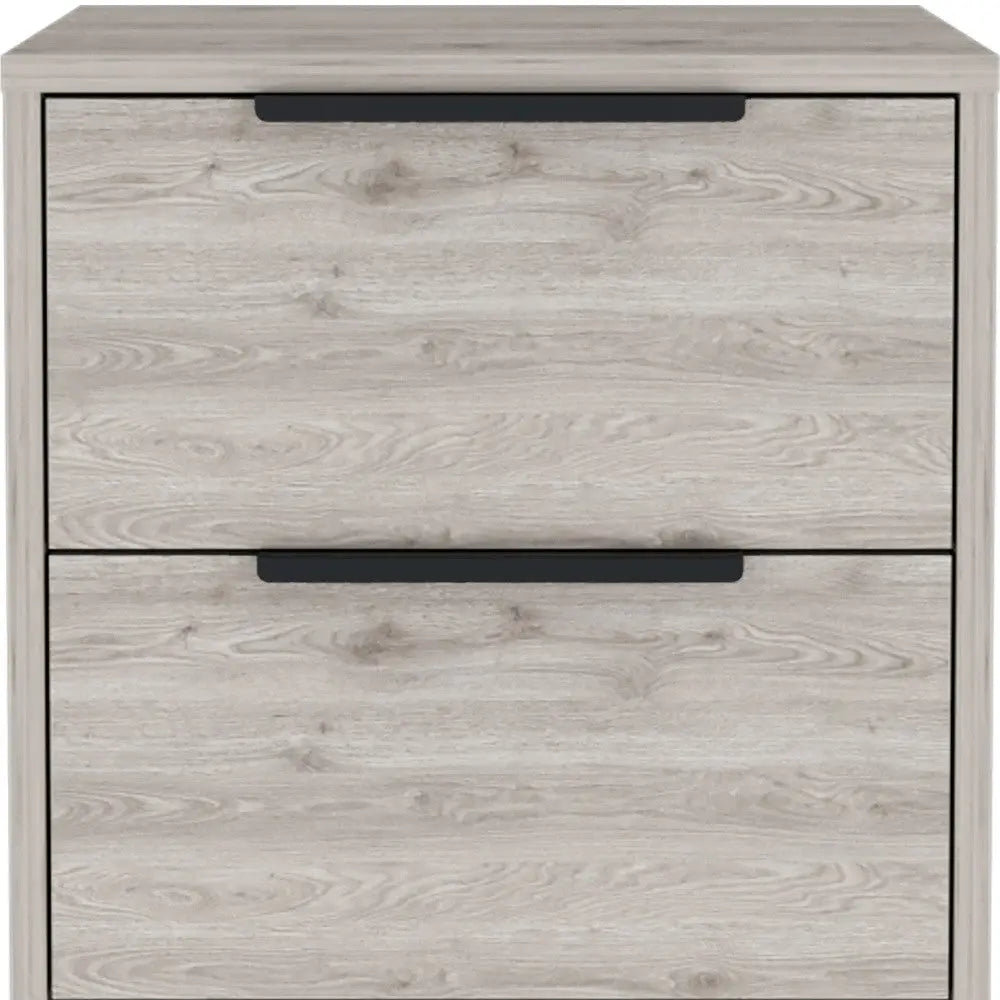 19" Gray Wood Two Drawer Nightstand Homeroots Bed & Bath