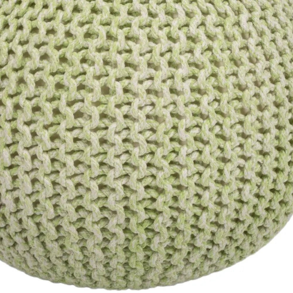 19" Green Wool Round Pouf Ottoman Homeroots Living Room