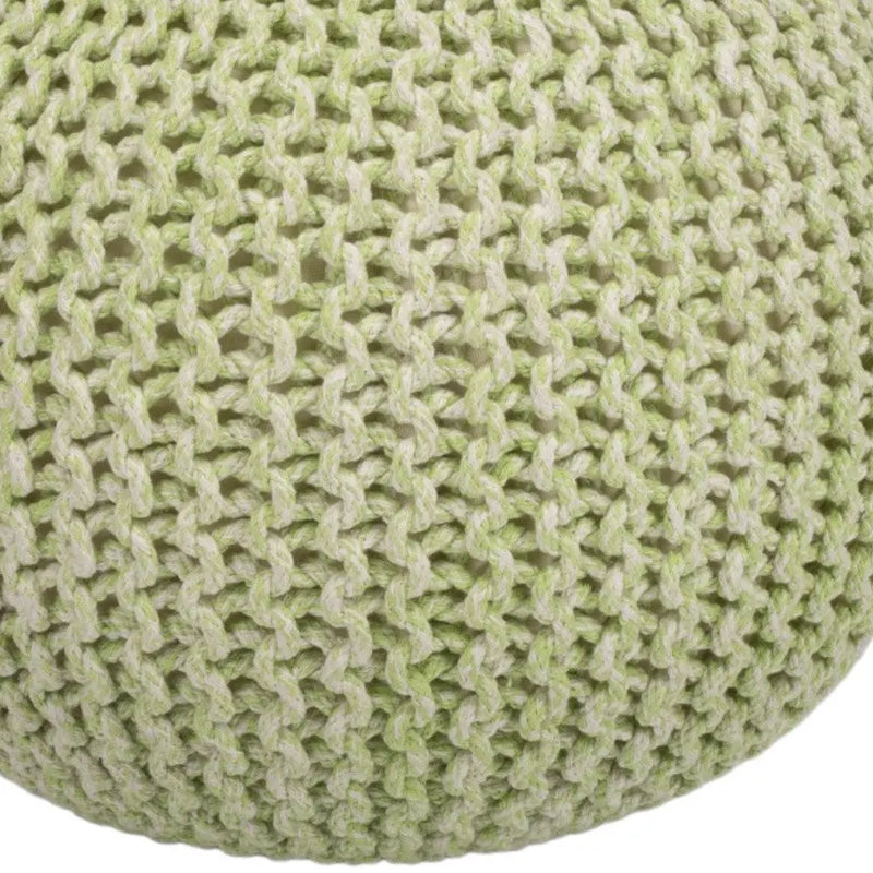 19" Green Wool Round Pouf Ottoman Homeroots Living Room