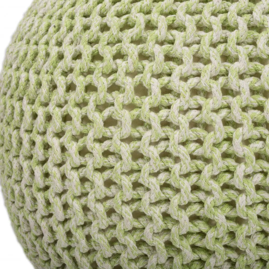 19" Green Wool Round Pouf Ottoman Homeroots Living Room