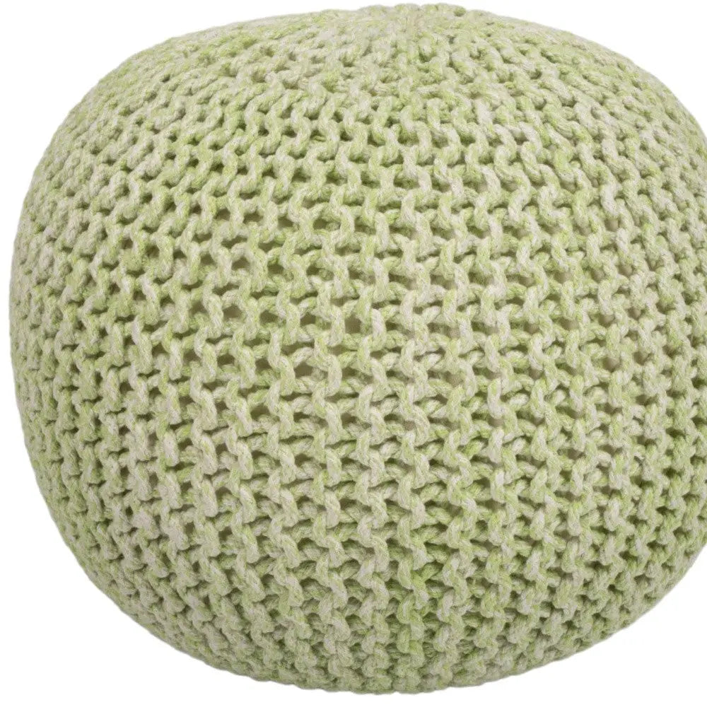 19" Green Wool Round Pouf Ottoman Homeroots Living Room
