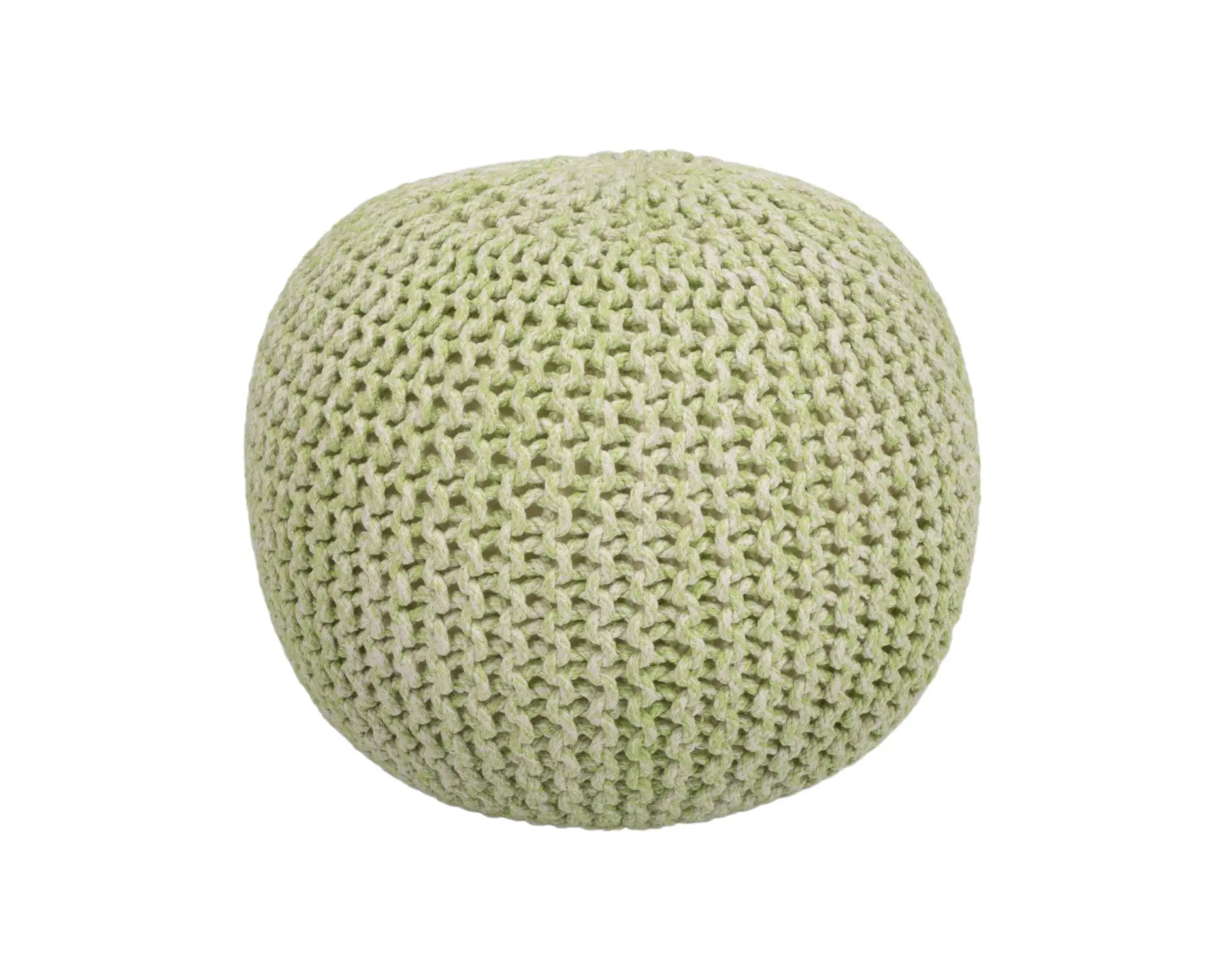 19" Green Wool Round Pouf Ottoman Homeroots Living Room