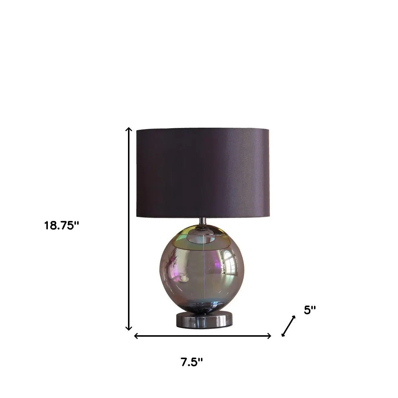 19" Iridescent Glass Globe Table Lamp With Gray Classic Drum Shade Homeroots Lighting