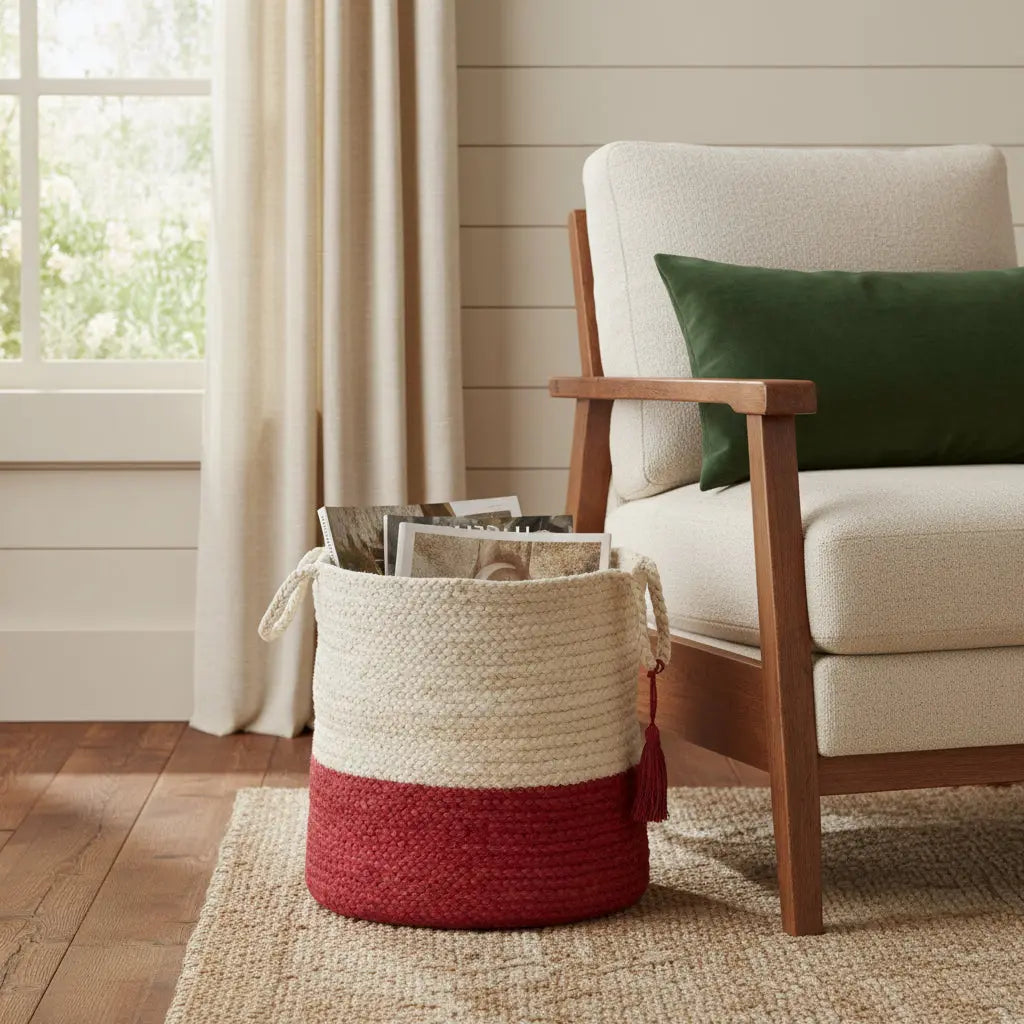 19" Ivory Nesting Jute Basket Homeroots Office