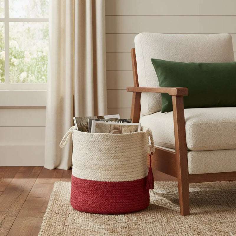 19" Ivory Nesting Jute Basket Homeroots Office