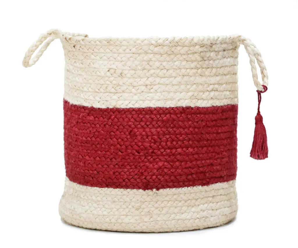 19" Ivory Nesting Jute Basket Homeroots Office