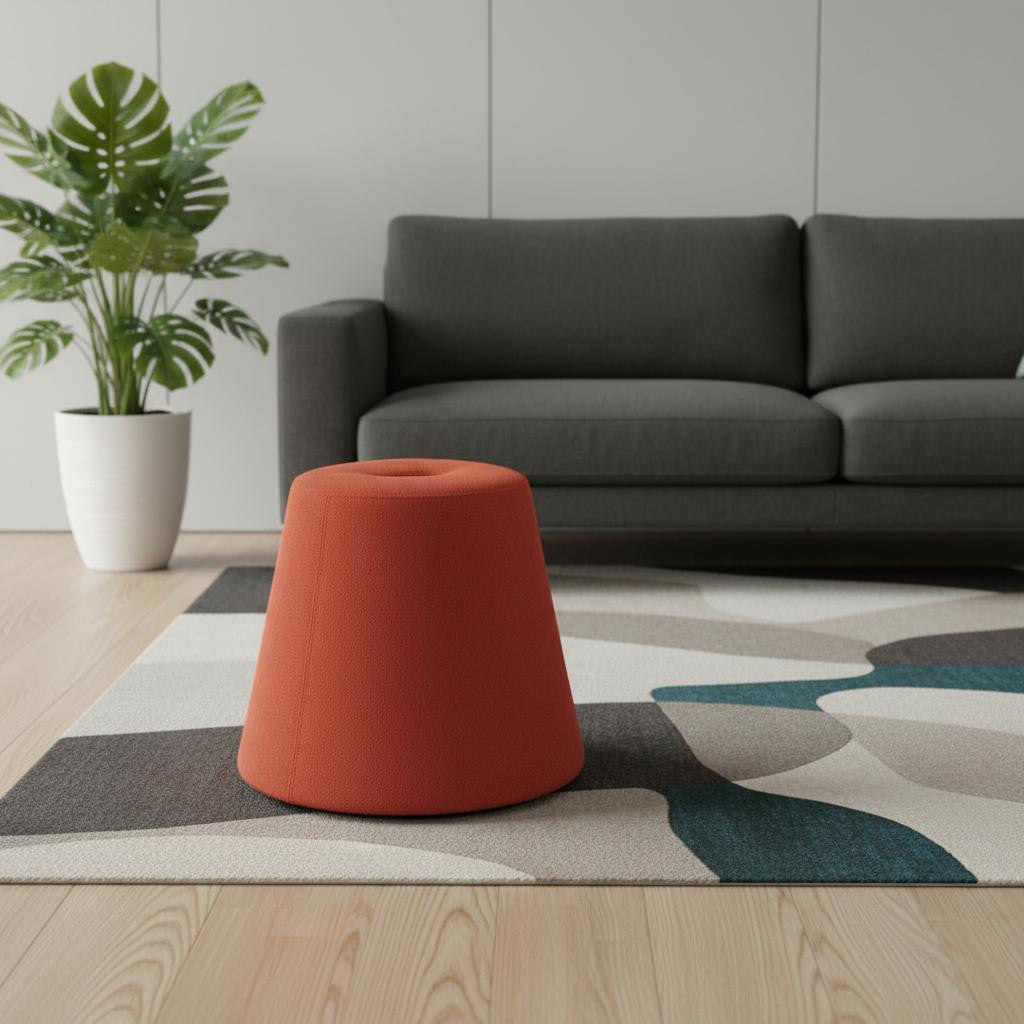 19" Red Fabric Round Ottoman - GreatEagleInc