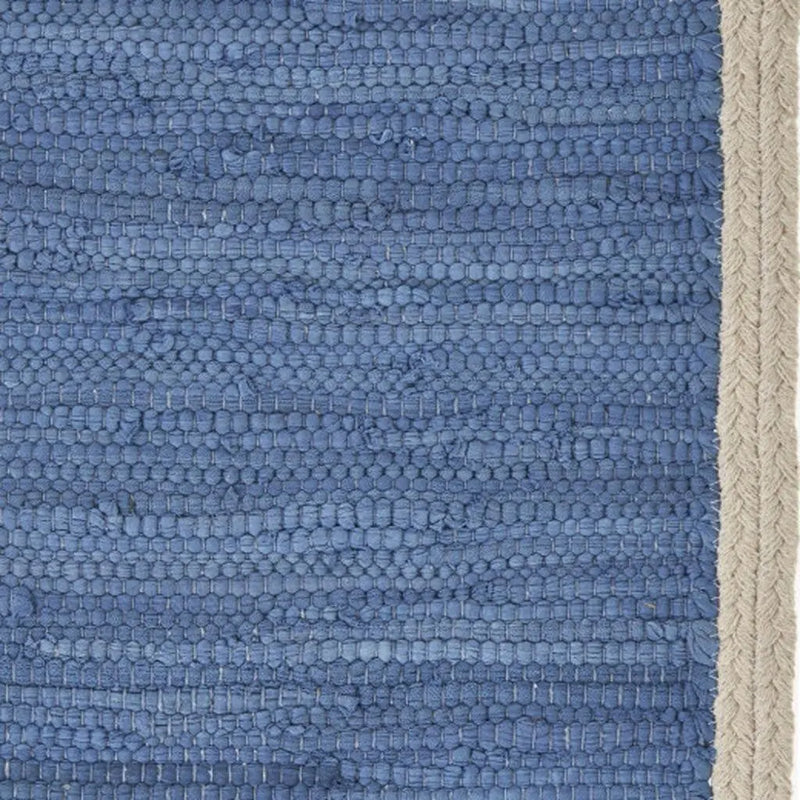 19" Set of Four Blue And Natural Solid With Border Cotton Placemats Homeroots Kitchen & Dining
