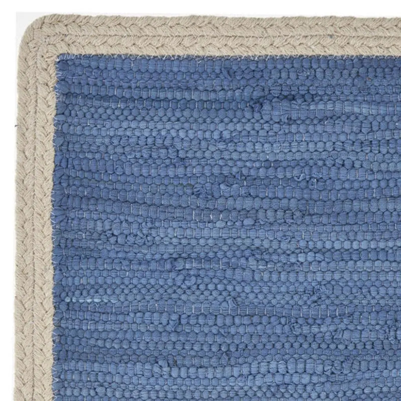 19" Set of Four Blue And Natural Solid With Border Cotton Placemats Homeroots Kitchen & Dining