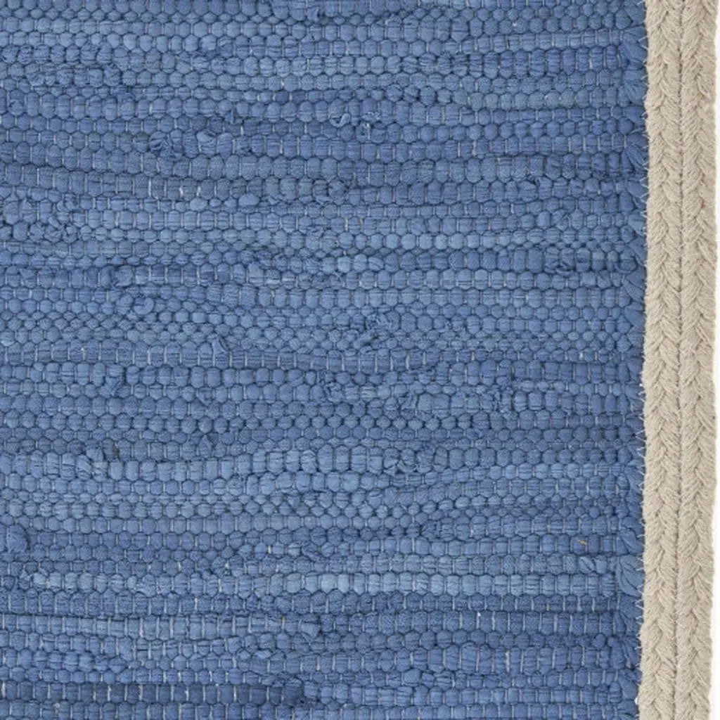 19" Set of Four Blue And Natural Solid With Border Cotton Placemats Homeroots Kitchen & Dining