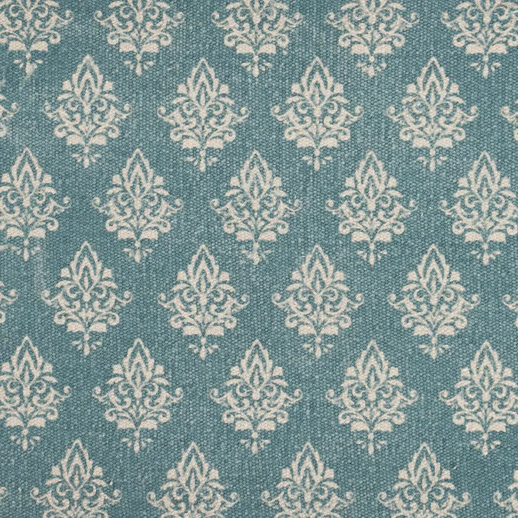 19" Set of Four Cream And Turquoise Damask Cotton Placemats Homeroots Kitchen & Dining