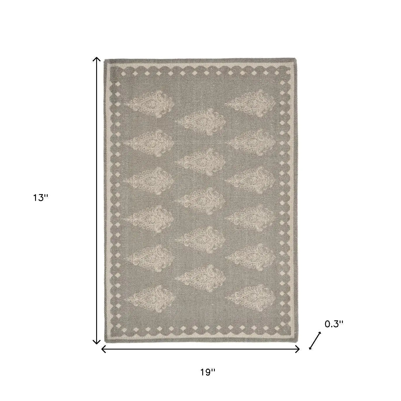 19" Set of Four Gray And Cream Geometric Medallion Cotton Placemats Homeroots Kitchen & Dining