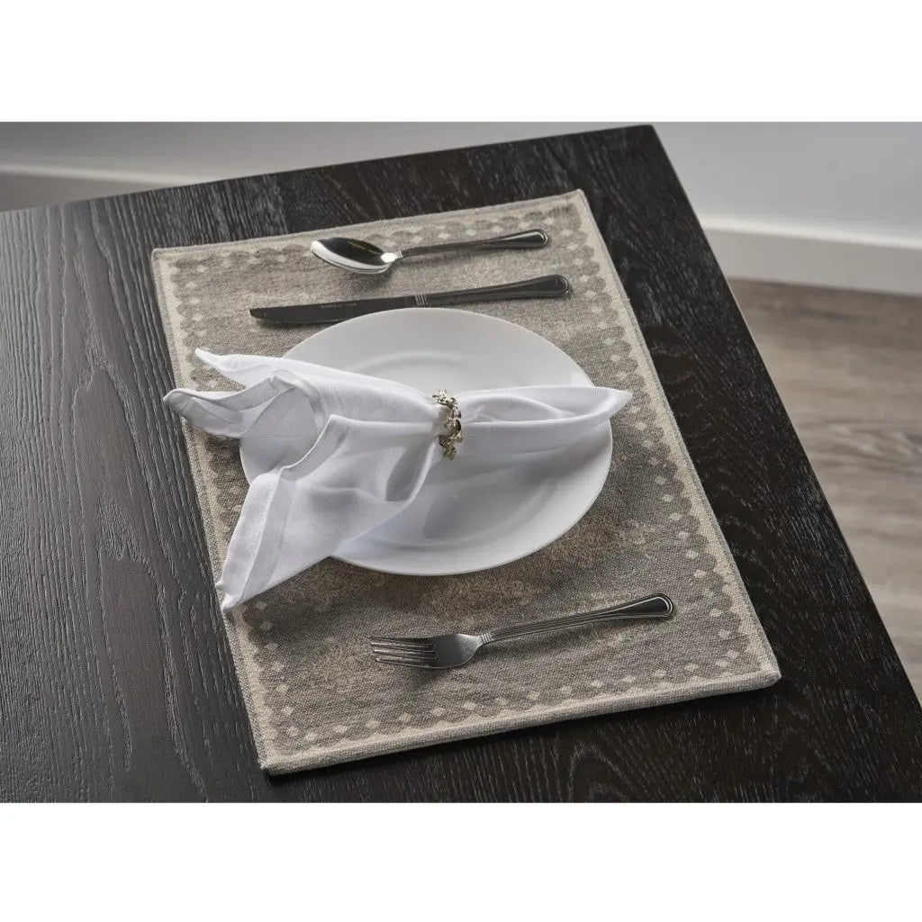 19" Set of Four Gray And Cream Geometric Medallion Cotton Placemats Homeroots Kitchen & Dining