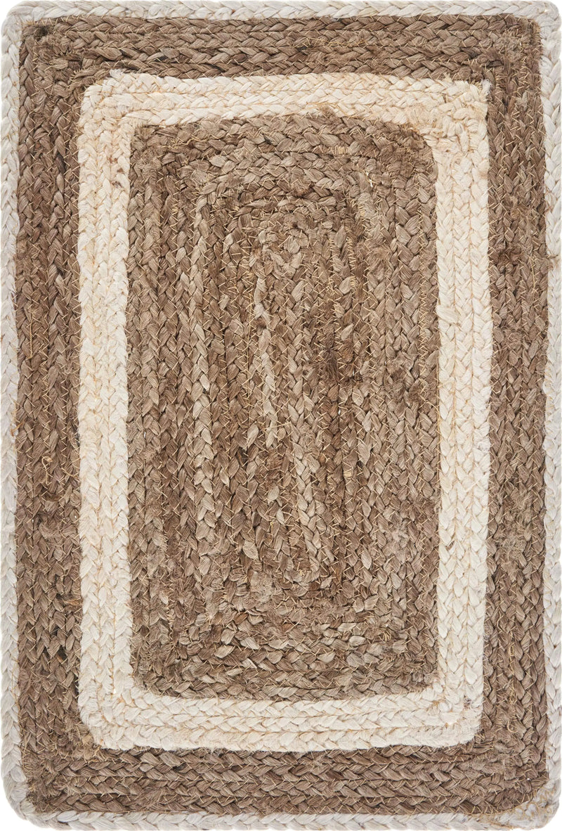 19" Set of Four Natural And Ivory Geometric Braided Jute Placemats Homeroots Kitchen & Dining