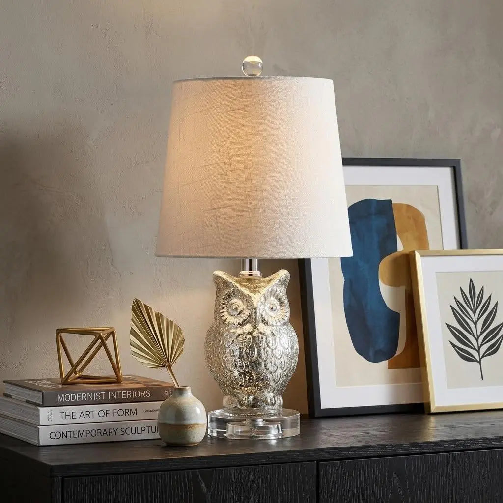 19" Silver And Clear Novelty Table Lamp With Empire Shade Homeroots Lighting