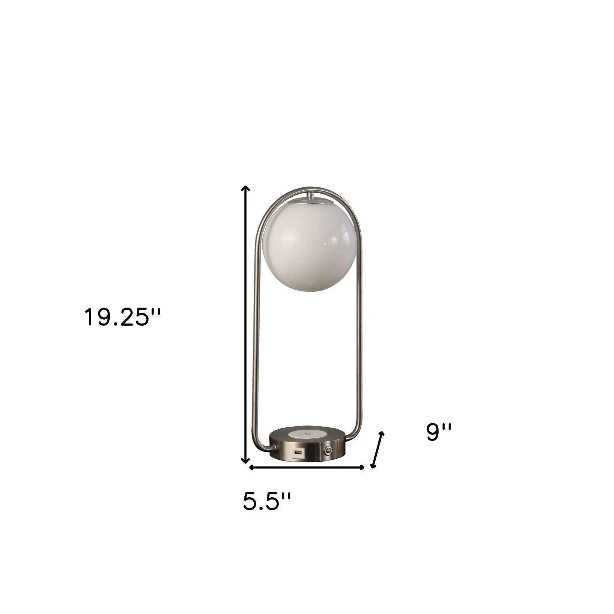 19" Silver Clip Globe USB Table Lamp Homeroots Lighting