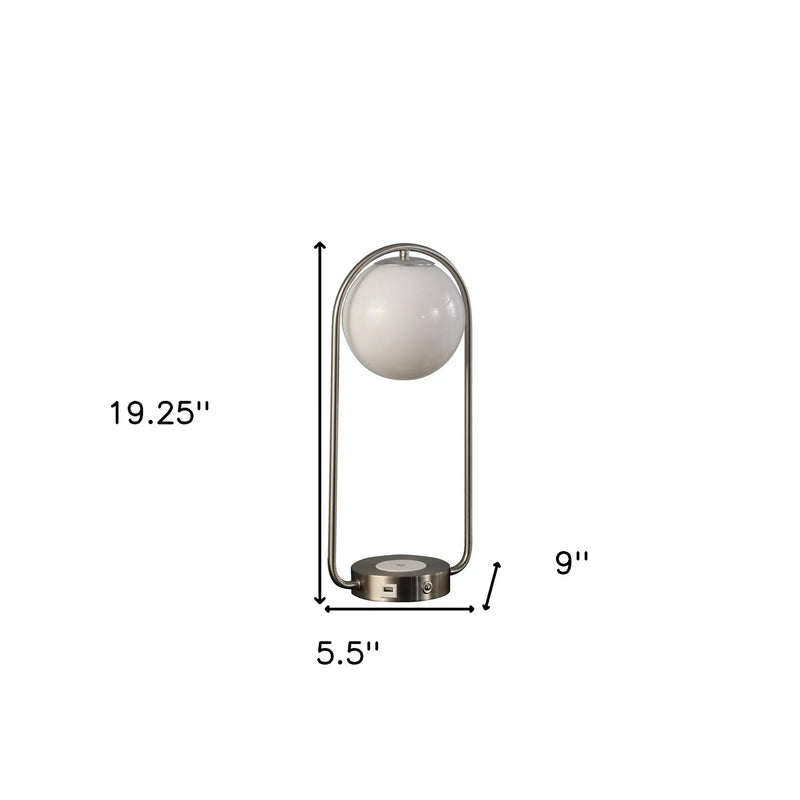 19" Silver Clip Globe USB Table Lamp Homeroots Lighting