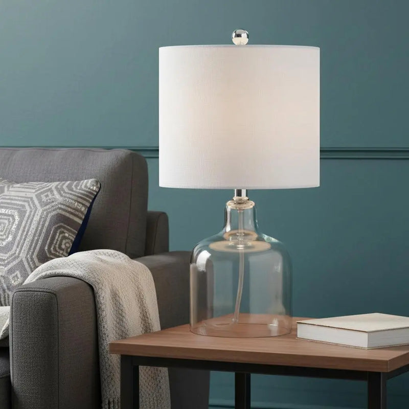 19" Silver Novelty Table Lamp With Drum Shade Homeroots Lighting