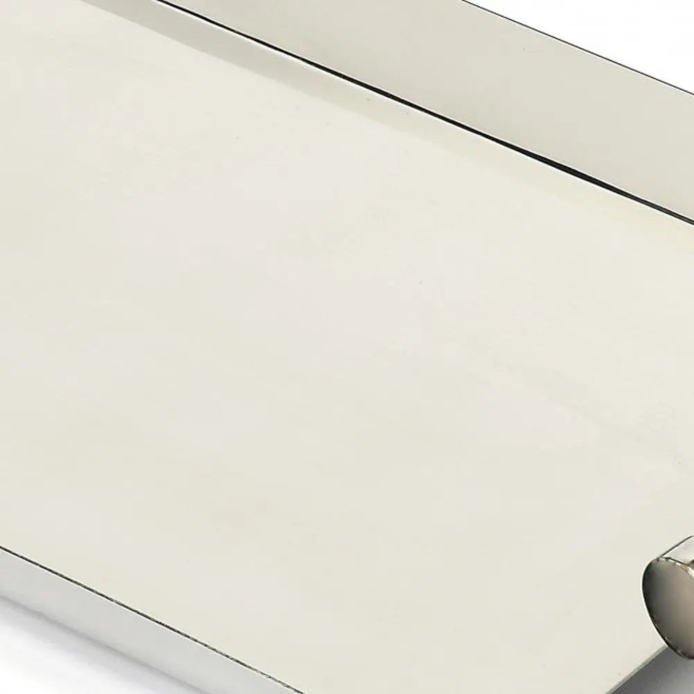 19" Silver Stainless Steel Serving Tray With Horn Handles Homeroots Kitchen & Dining