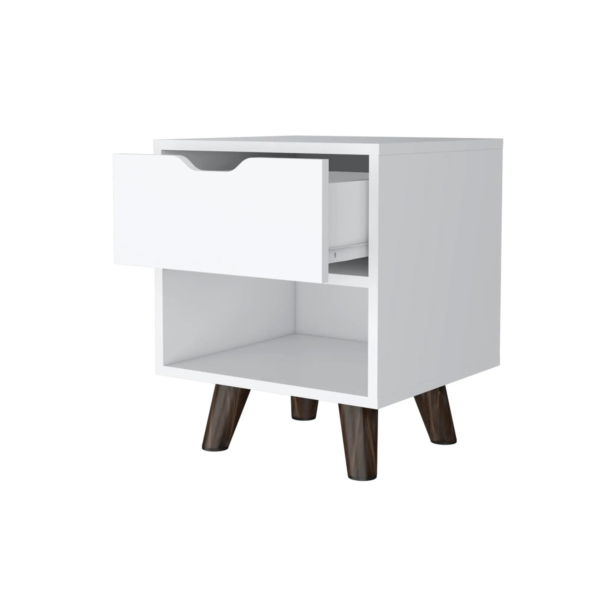 19" White Wood One Drawer Nightstand Homeroots Bed & Bath