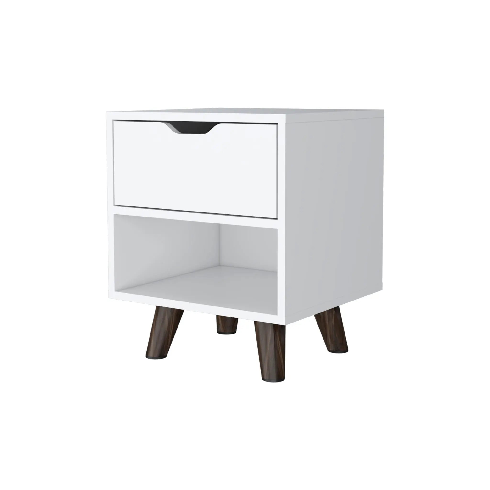 19" White Wood One Drawer Nightstand Homeroots Bed & Bath