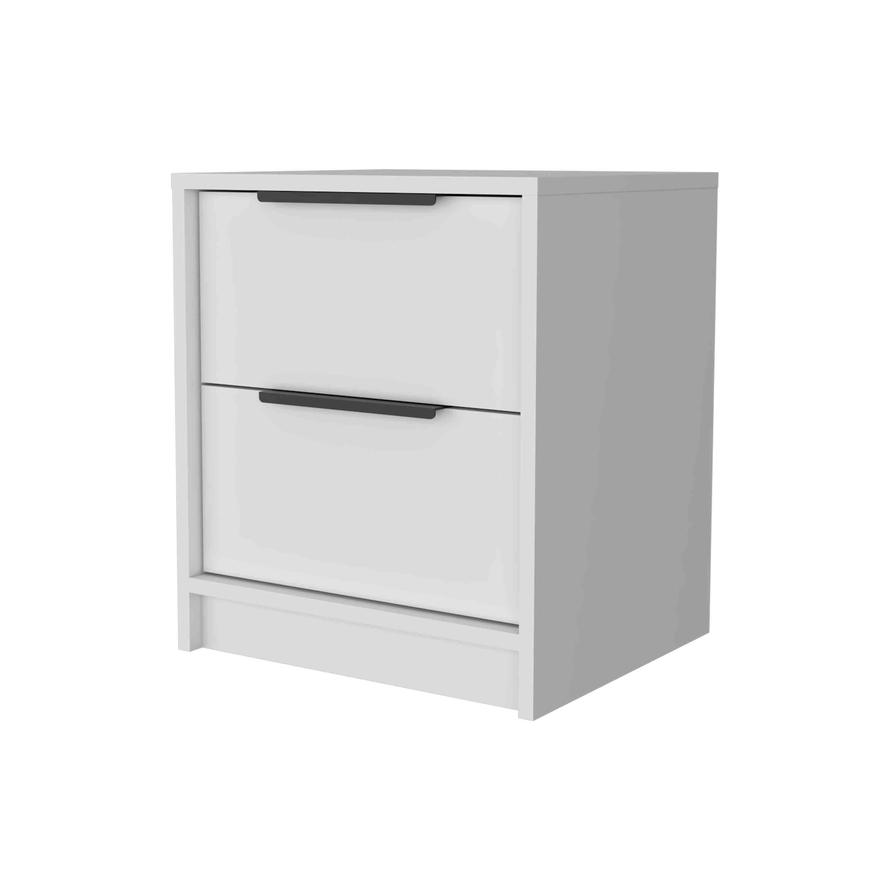 19" White Wood Two Drawer Nightstand Homeroots Bed & Bath