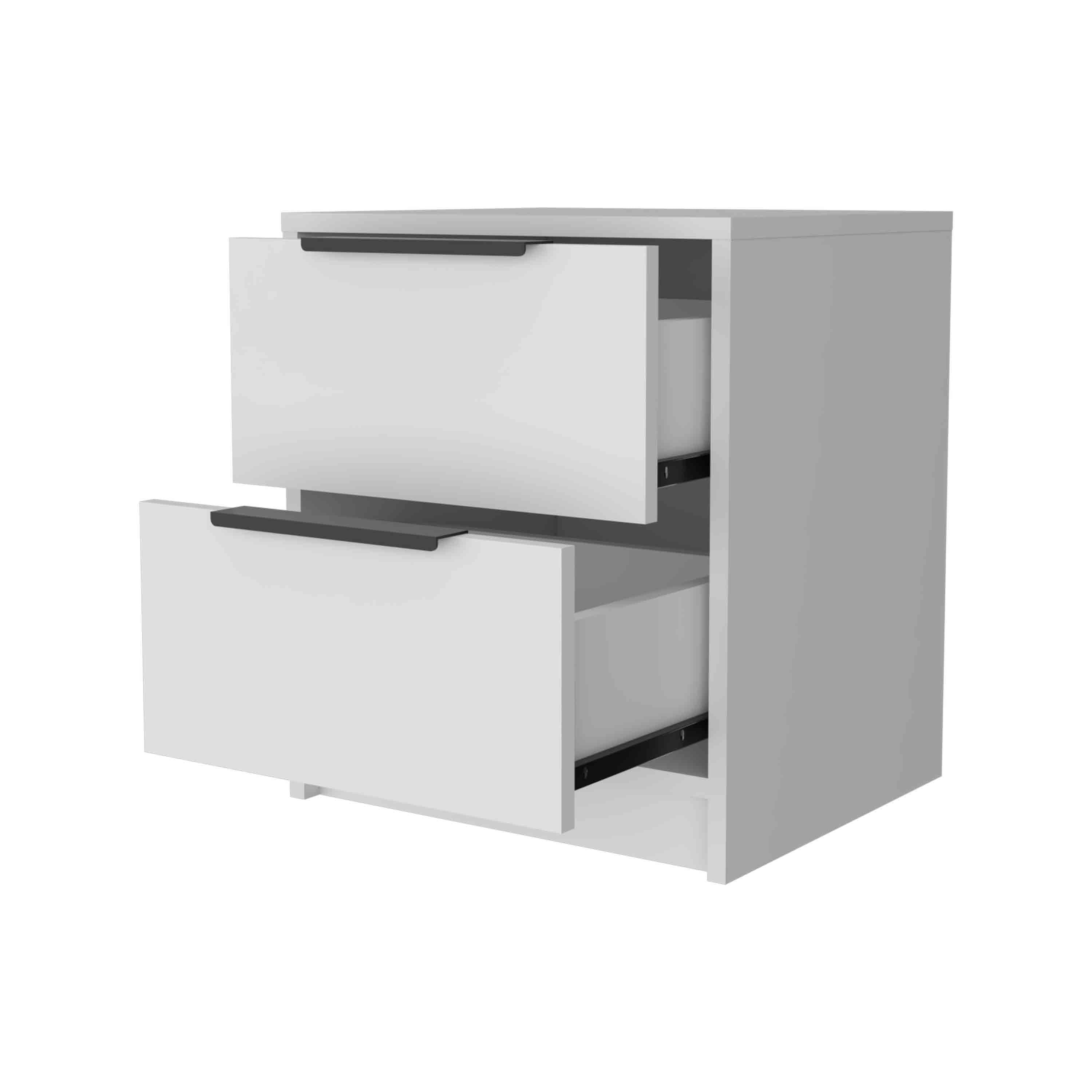 19" White Wood Two Drawer Nightstand Homeroots Bed & Bath