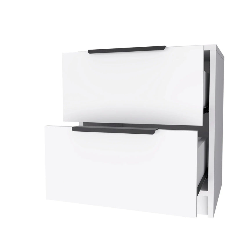 19" White Wood Two Drawer Nightstand Homeroots Bed & Bath