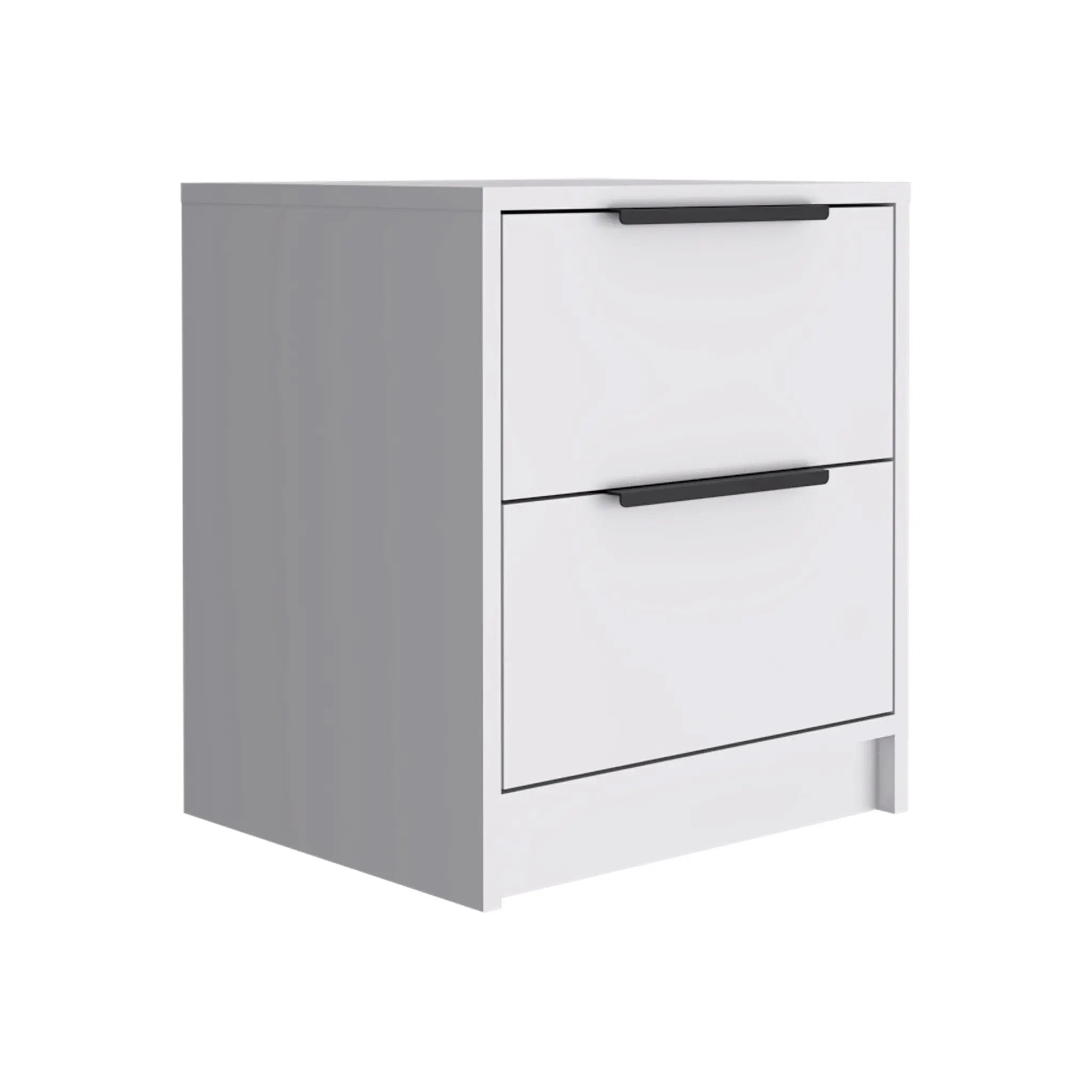 19" White Wood Two Drawer Nightstand Homeroots Bed & Bath