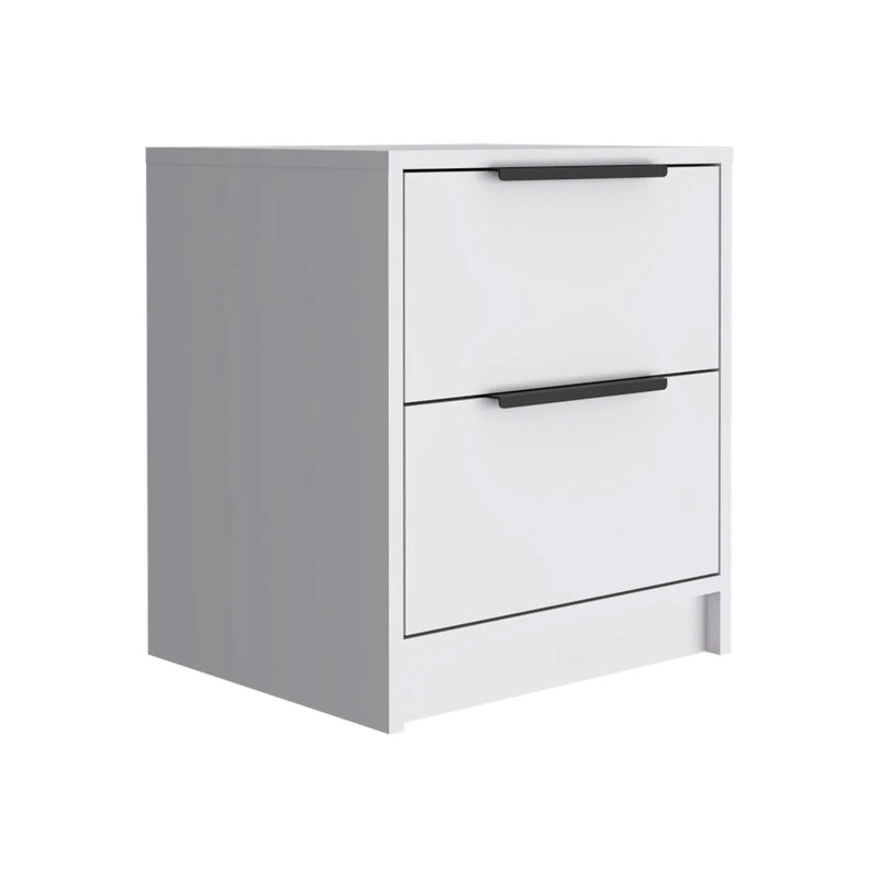 19" White Wood Two Drawer Nightstand Homeroots Bed & Bath