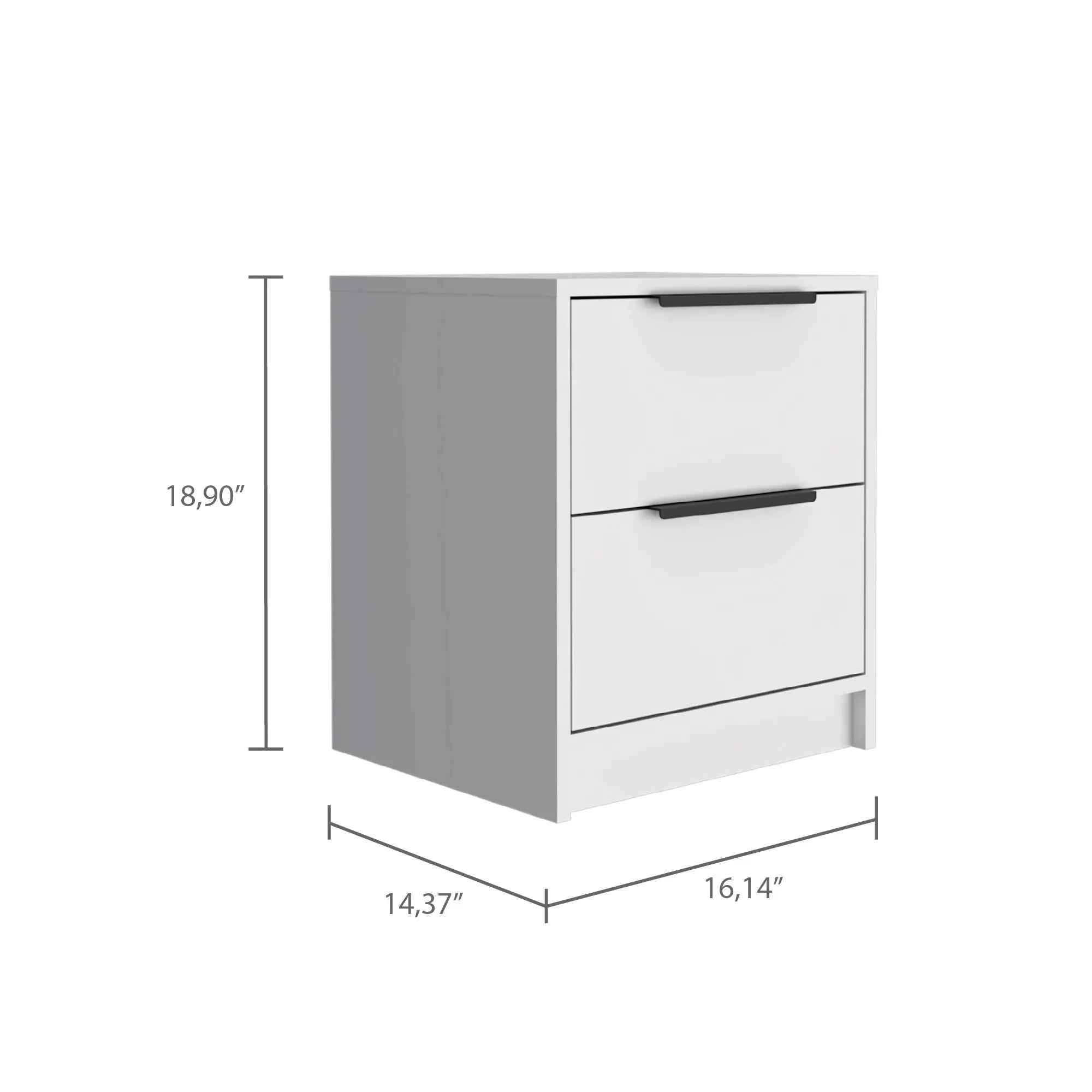 19" White Wood Two Drawer Nightstand Homeroots Bed & Bath