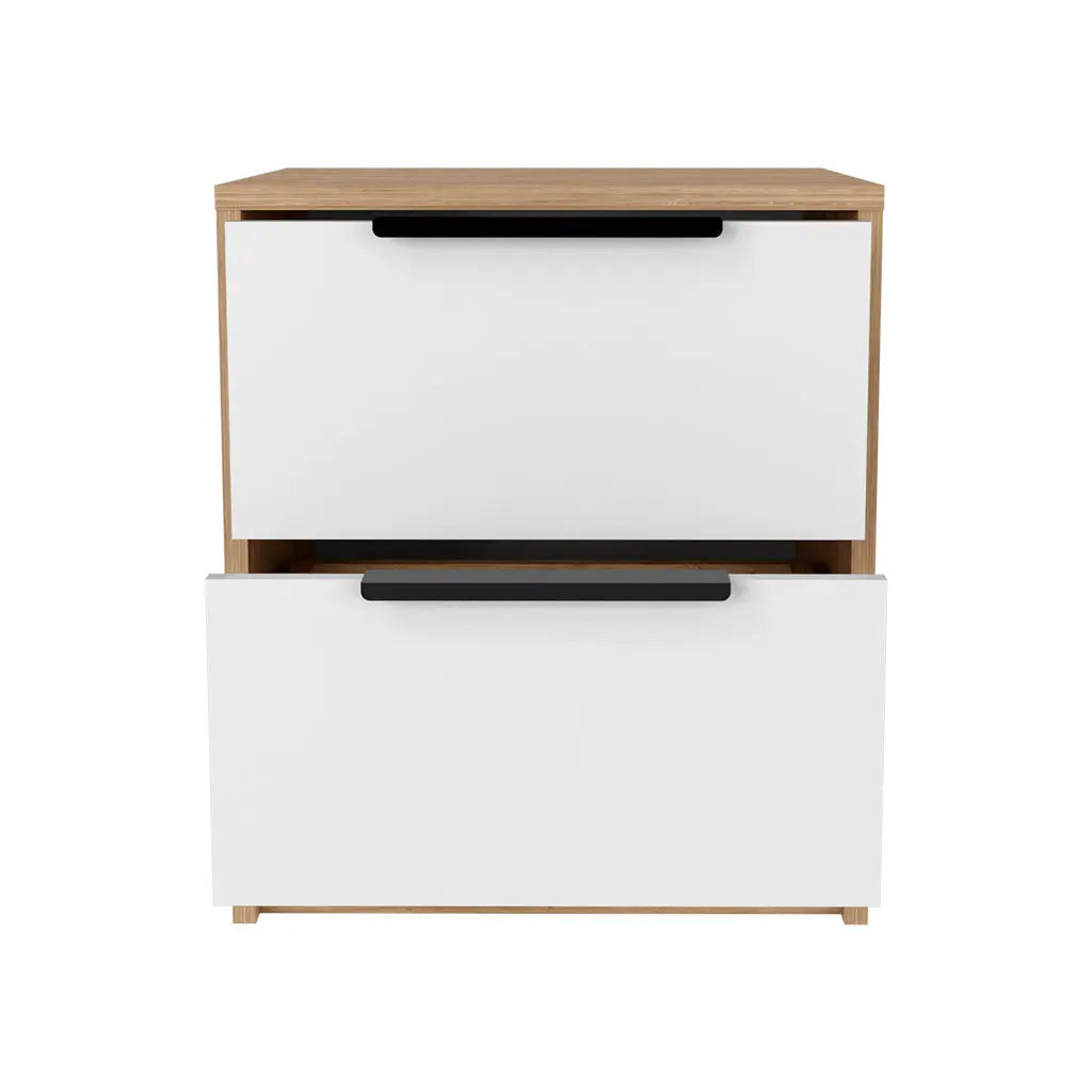 19" White Wood Two Drawer Nightstand Homeroots Bed & Bath