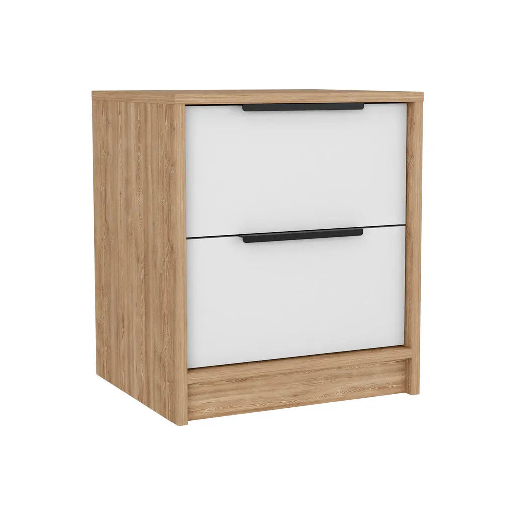 19" White Wood Two Drawer Nightstand Homeroots Bed & Bath