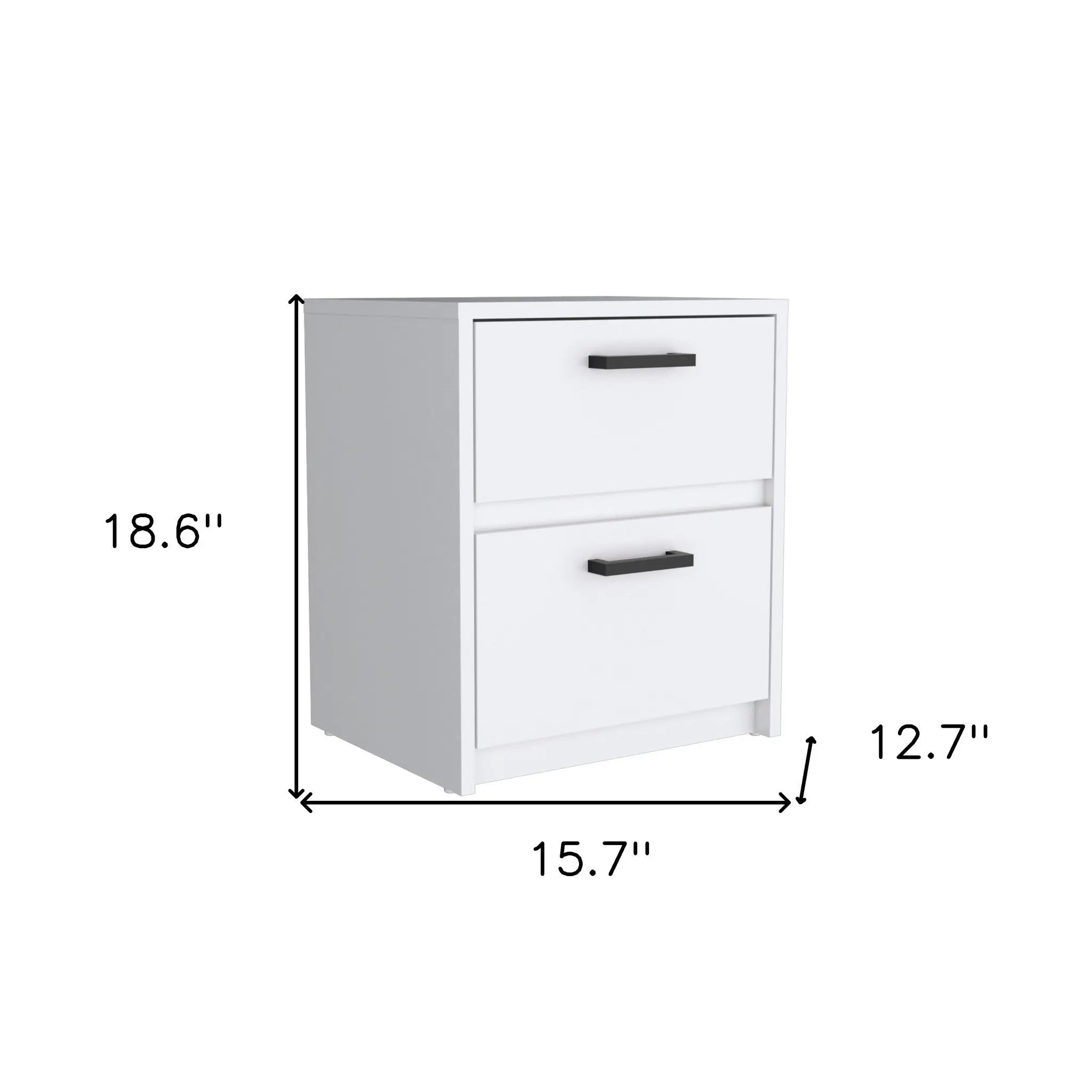 19" White Wood Two Drawer Nightstand Homeroots Bed & Bath