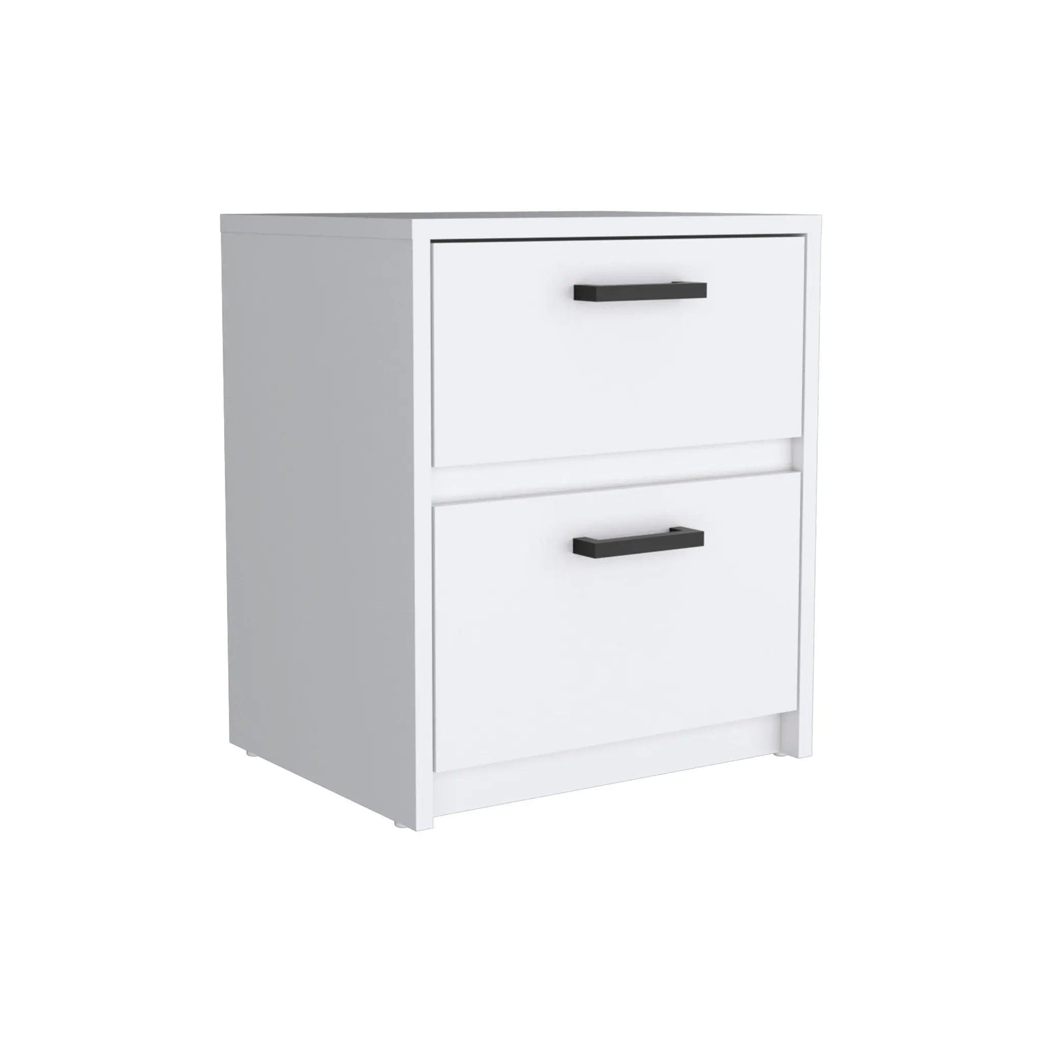 19" White Wood Two Drawer Nightstand Homeroots Bed & Bath