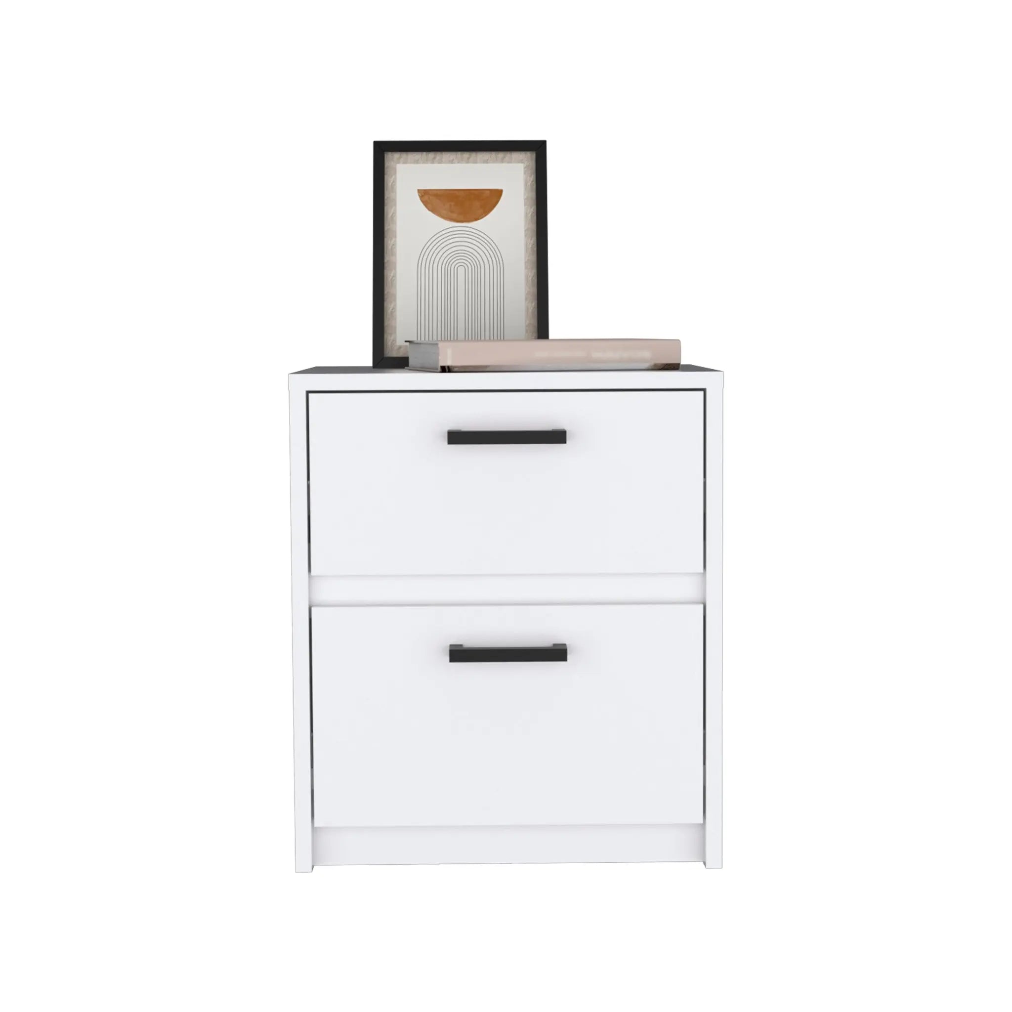 19" White Wood Two Drawer Nightstand Homeroots Bed & Bath