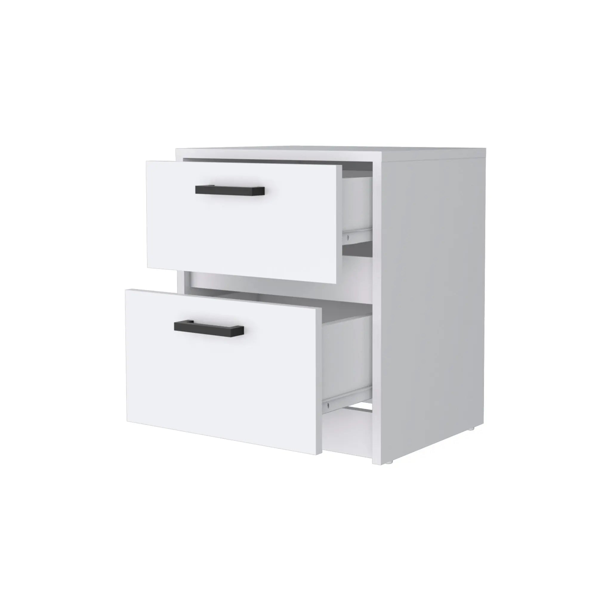19" White Wood Two Drawer Nightstand with Integrated Tech Homeroots Bed & Bath
