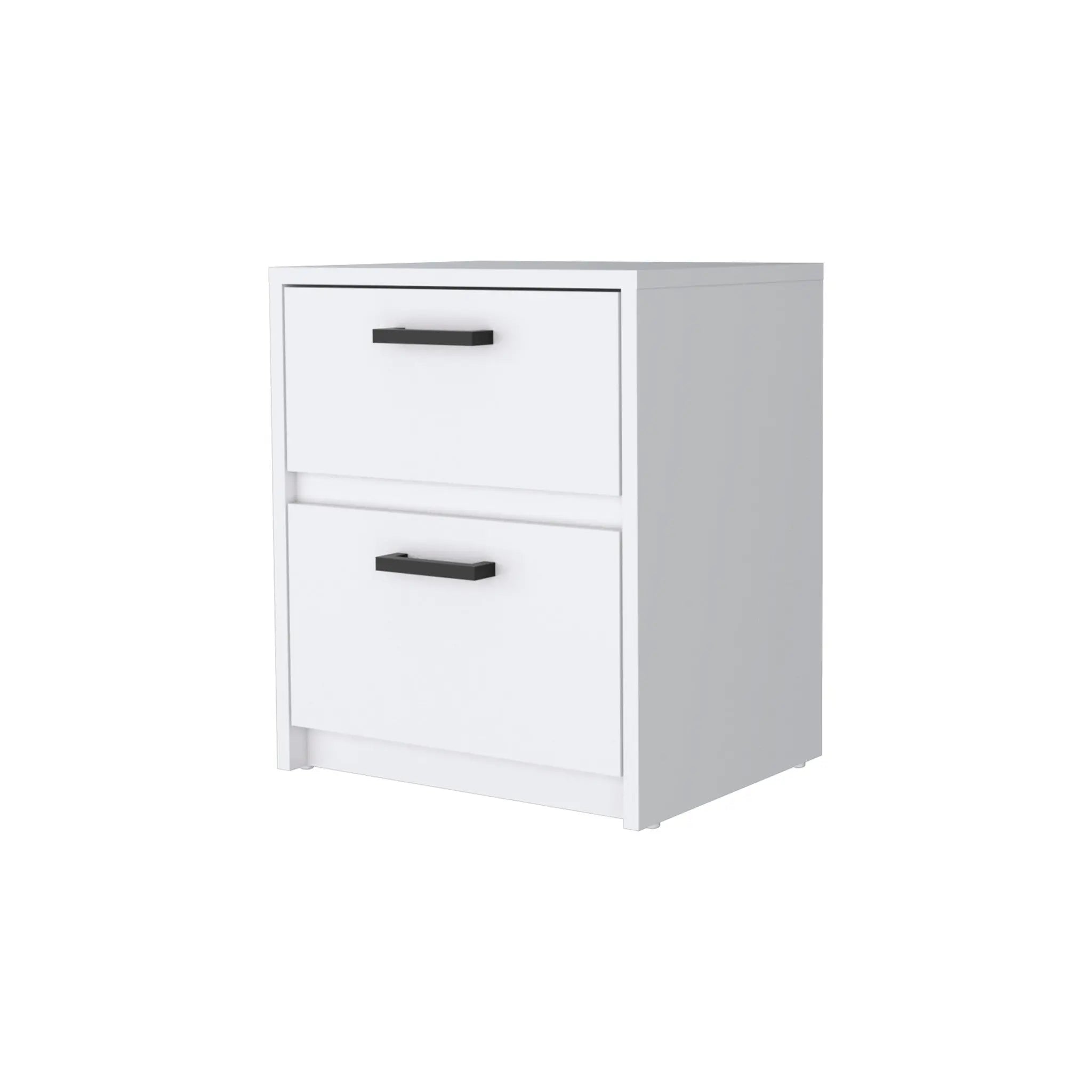 19" White Wood Two Drawer Nightstand with Integrated Tech Homeroots Bed & Bath