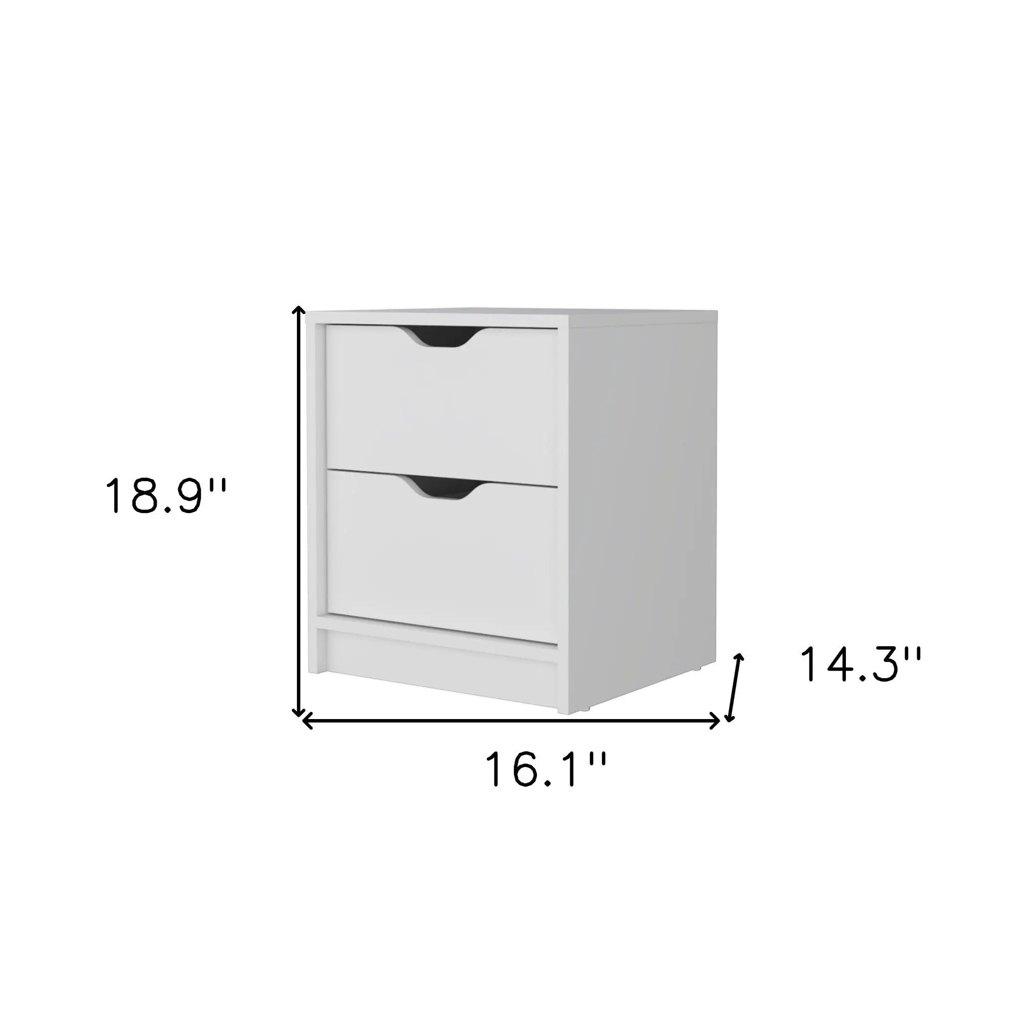 19" White Wood Two Drawer Nightstand with Integrated Tech Homeroots Bed & Bath