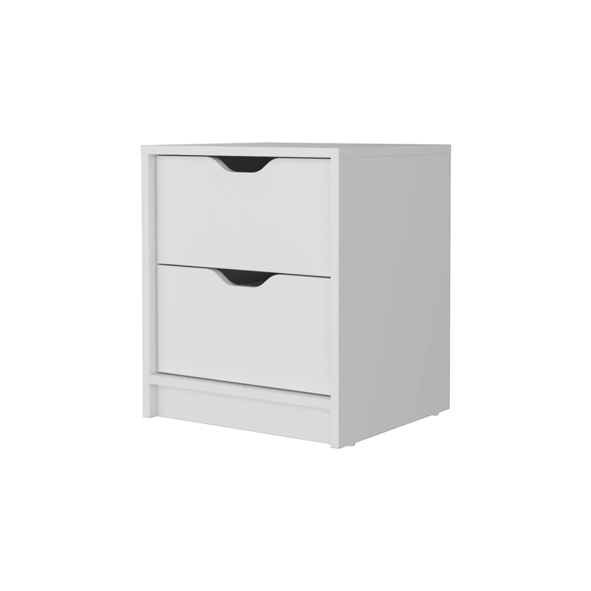 19" White Wood Two Drawer Nightstand with Integrated Tech Homeroots Bed & Bath