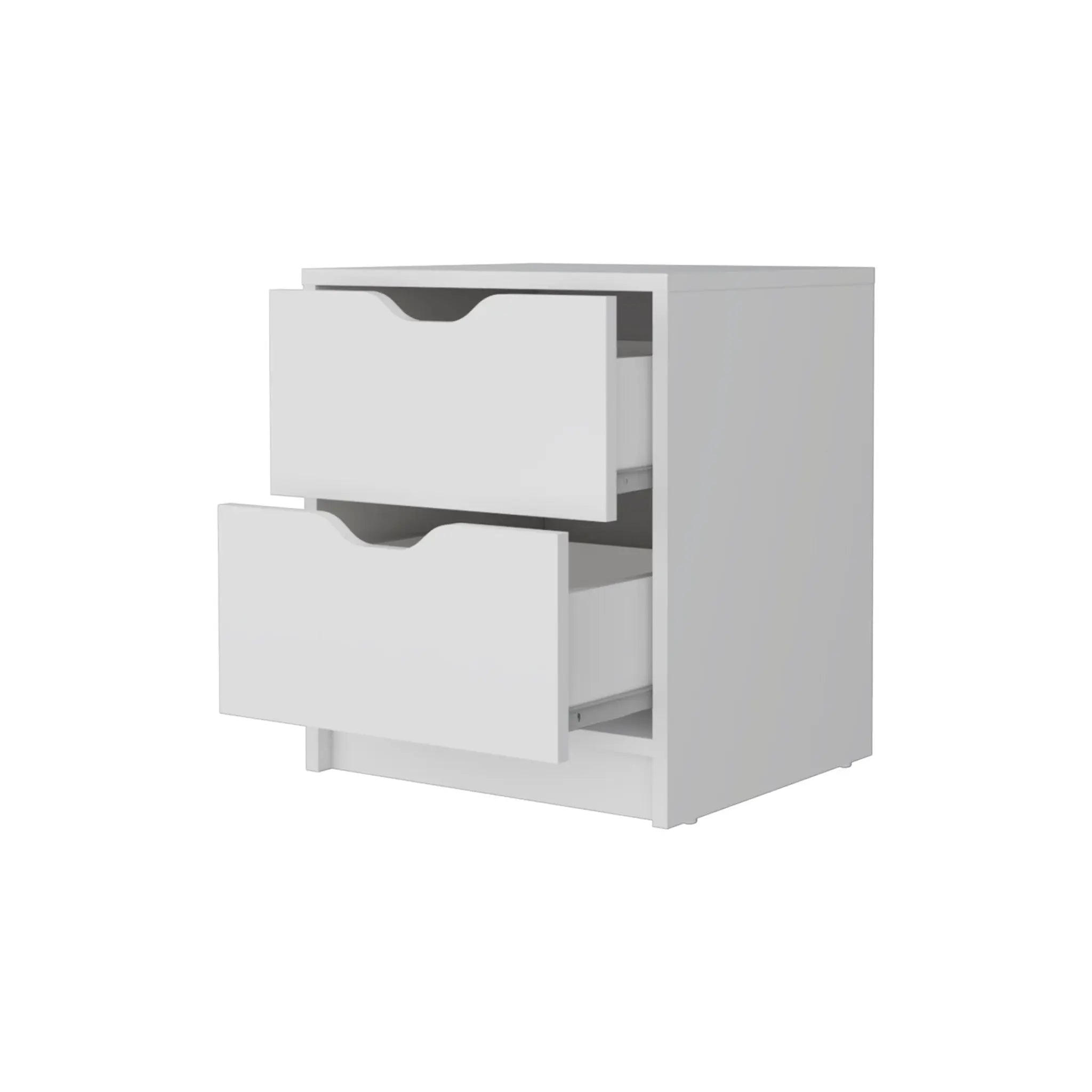 19" White Wood Two Drawer Nightstand with Integrated Tech Homeroots Bed & Bath