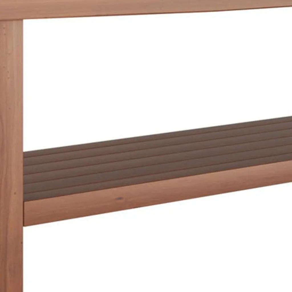 19" X 60" Brown Teak Rectangular Shower Bench With Shelf Homeroots Bed & Bath