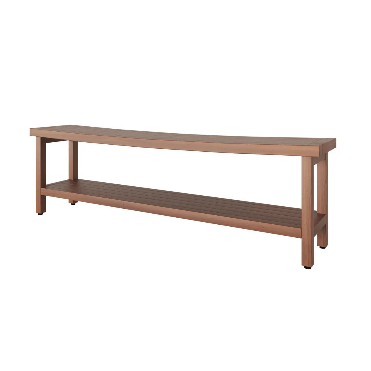19" X 60" Brown Teak Rectangular Shower Bench With Shelf Homeroots Bed & Bath